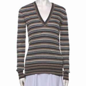 Dolce & Gabbana Multicolor Striped V-Neck Sweater